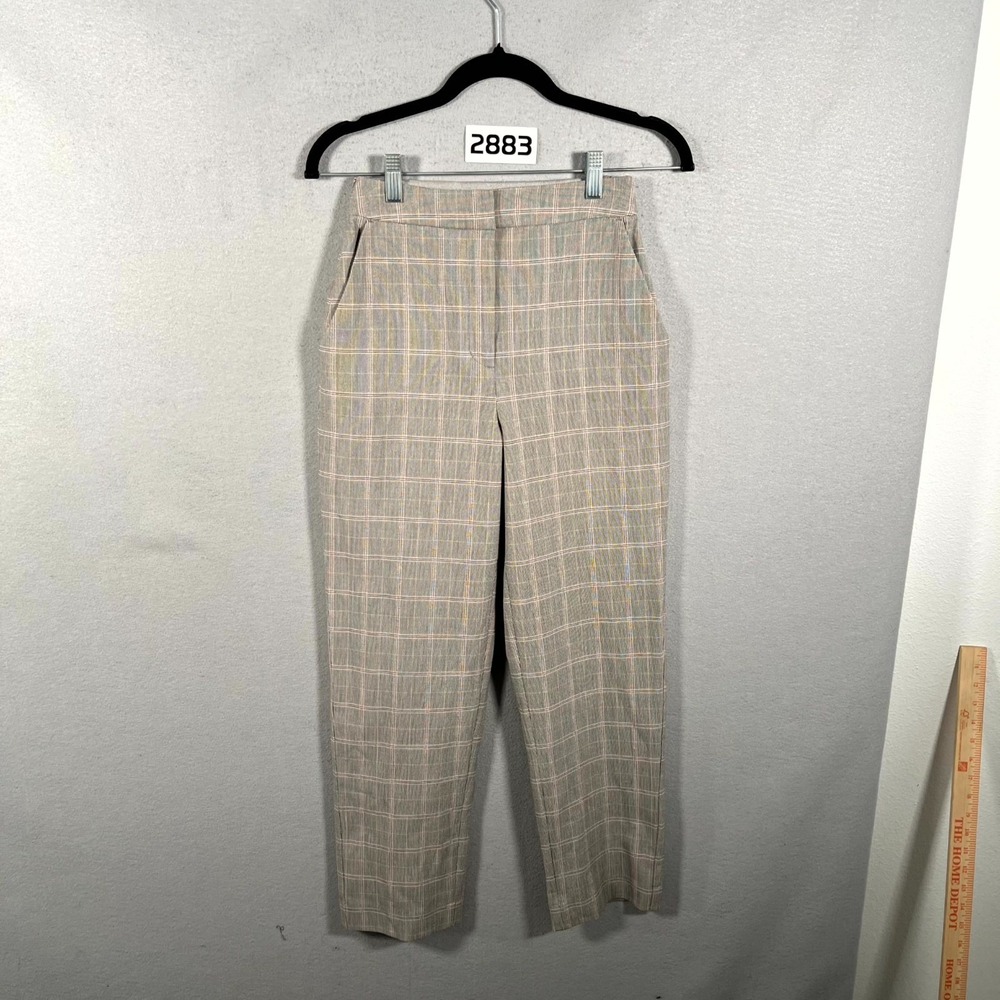 Express Editor Dress Pants Womens 0R Gray Plaid Super High Rise Straight Ankle